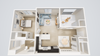 A-1 1 bedroom 1 bathroom unit floor plan 925 square feet A-1 1 bedroom 1 bathroom unit floor plan 925 square feet at Villa Annette Apartments, California